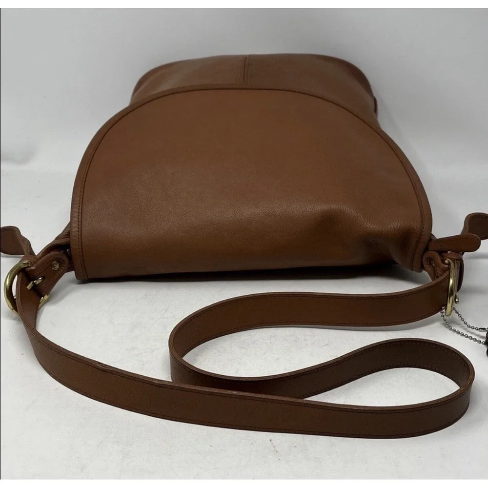 Vintage Coach Whitney 4115 Flap Crossbody Brown Leather USA 90s 12x11